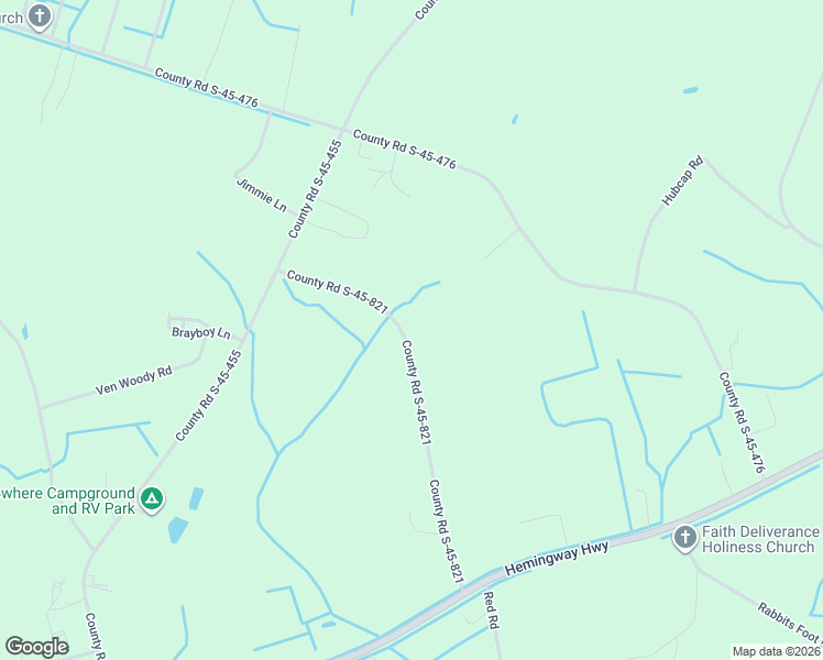 map of restaurants, bars, coffee shops, grocery stores, and more near 58-240 County Road S-45-821 in Kingstree