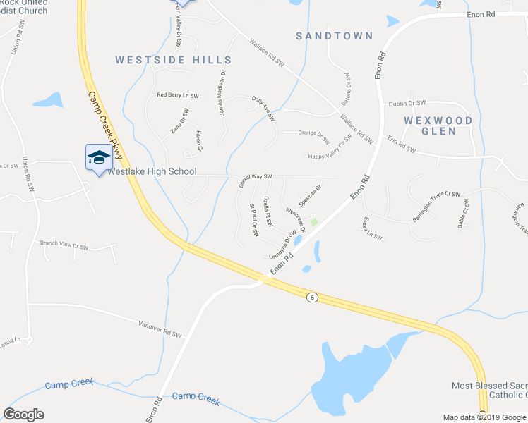map of restaurants, bars, coffee shops, grocery stores, and more near 2577 Ozella Place Southwest in Atlanta