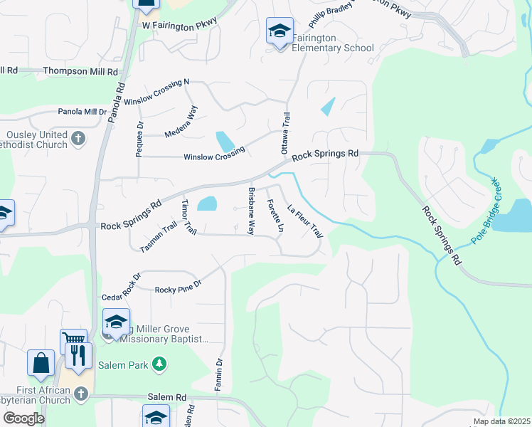 map of restaurants, bars, coffee shops, grocery stores, and more near 3267 Forette Lane in Stonecrest
