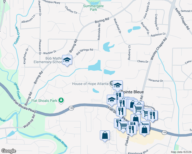 map of restaurants, bars, coffee shops, grocery stores, and more near 3000 Cathedral Place in Decatur