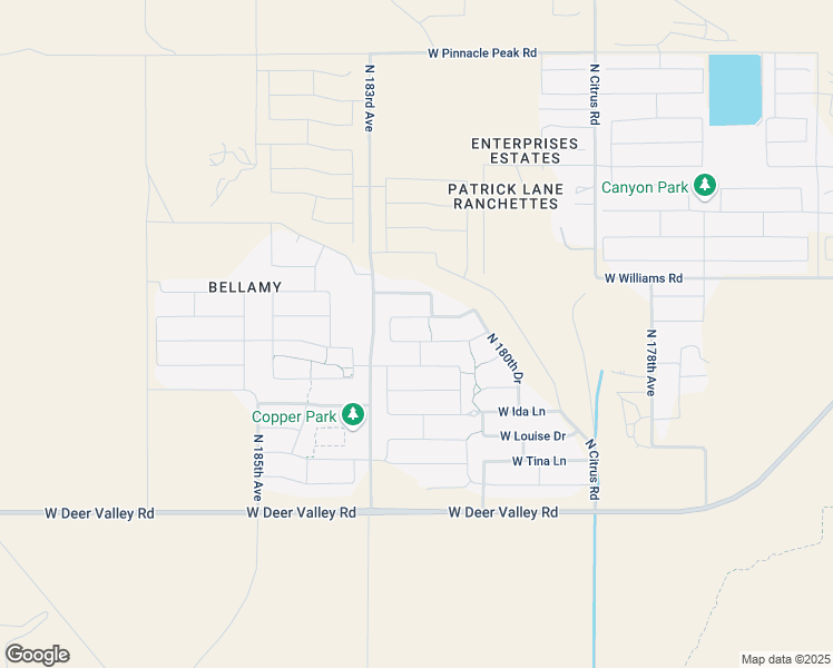 map of restaurants, bars, coffee shops, grocery stores, and more near 18206 West Via Montoya Drive in Surprise