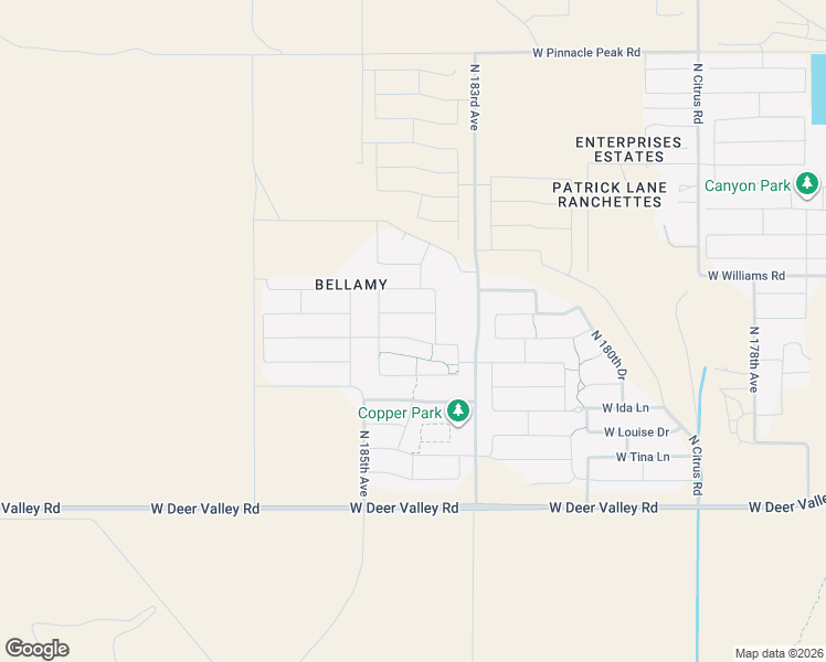 map of restaurants, bars, coffee shops, grocery stores, and more near 18407 West Foothill Drive in Surprise