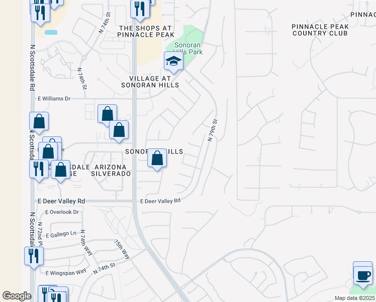 map of restaurants, bars, coffee shops, grocery stores, and more near 7758 East Sands Drive in Scottsdale