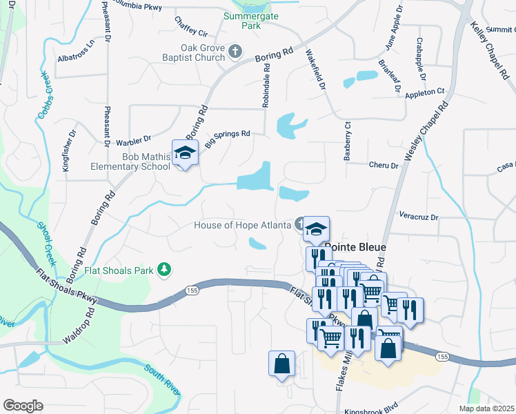 map of restaurants, bars, coffee shops, grocery stores, and more near 3000 Cathedral Place in Decatur