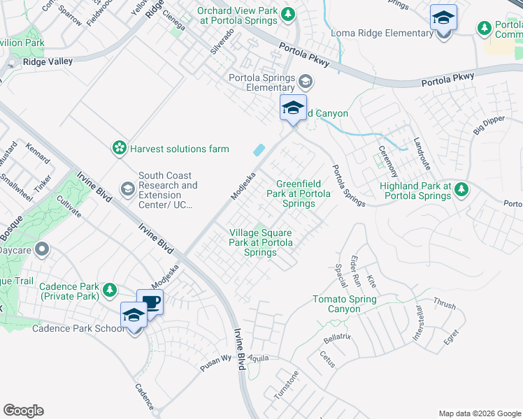 map of restaurants, bars, coffee shops, grocery stores, and more near 402 Trailblaze in Irvine