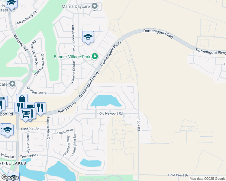 map of restaurants, bars, coffee shops, grocery stores, and more near 29792 Northshore Street in Menifee