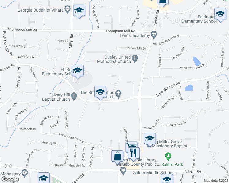 map of restaurants, bars, coffee shops, grocery stores, and more near 3272 Christian Springs Drive in Stonecrest
