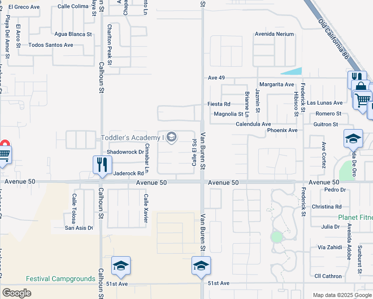 map of restaurants, bars, coffee shops, grocery stores, and more near 83920 Corte La Morada in Coachella