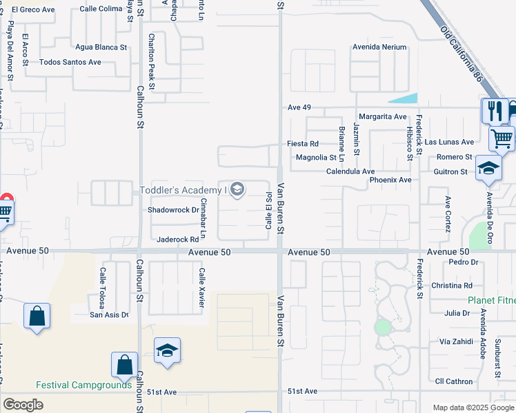 map of restaurants, bars, coffee shops, grocery stores, and more near 83920 Corte La Morada in Coachella