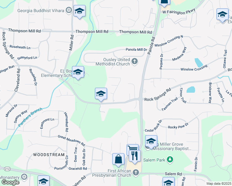 map of restaurants, bars, coffee shops, grocery stores, and more near 3272 Christian Springs Drive in Stonecrest