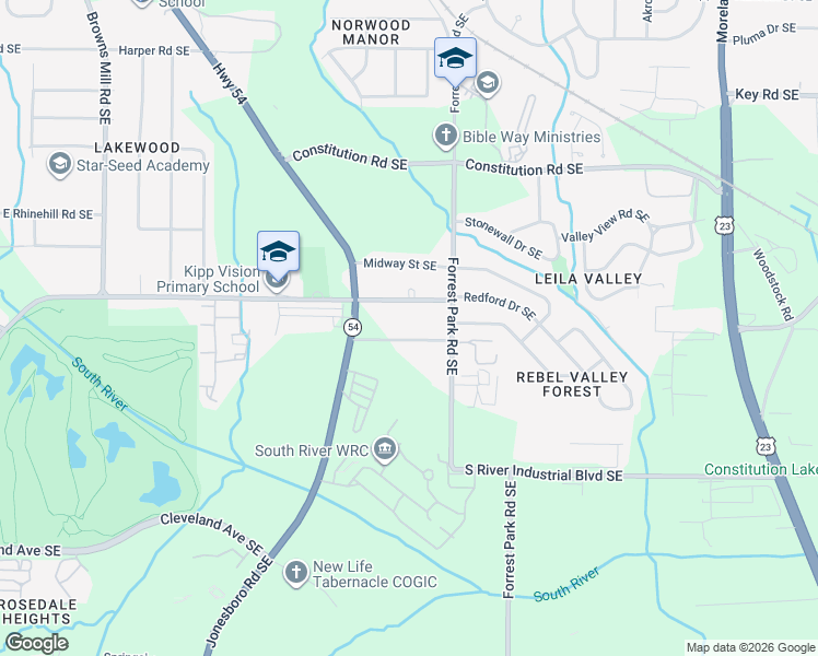 map of restaurants, bars, coffee shops, grocery stores, and more near 846 Hargis Street Southeast in Atlanta