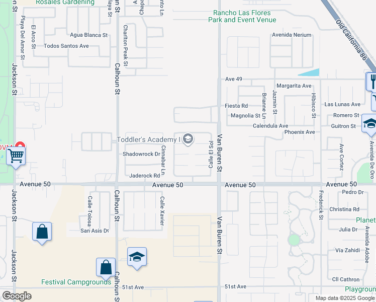 map of restaurants, bars, coffee shops, grocery stores, and more near 83836 Corte Estivo in Coachella
