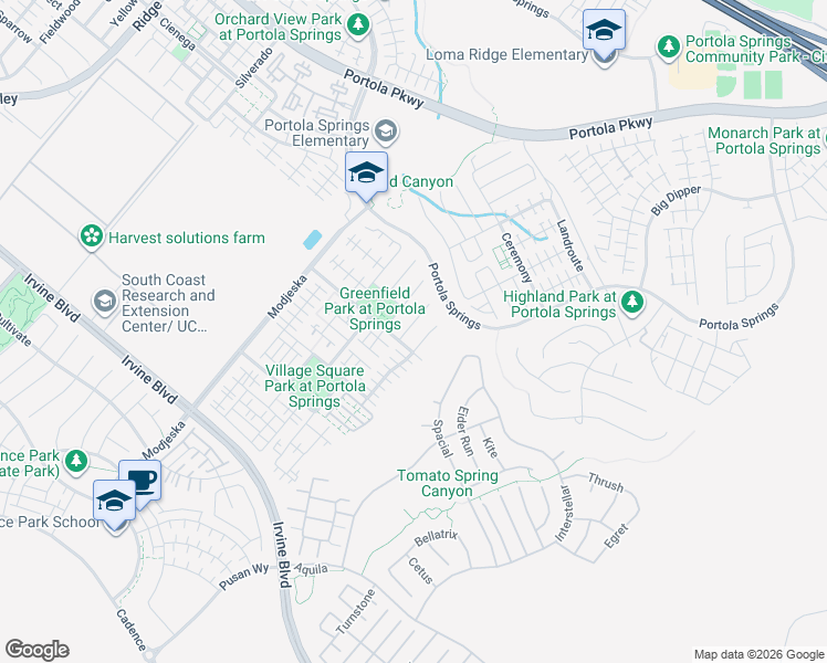 map of restaurants, bars, coffee shops, grocery stores, and more near 116 Windswept in Irvine