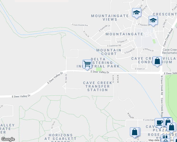 map of restaurants, bars, coffee shops, grocery stores, and more near 1726 East Deer Valley Drive in Phoenix