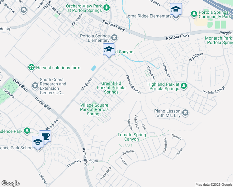 map of restaurants, bars, coffee shops, grocery stores, and more near 120 Briar Rose in Trabuco Canyon