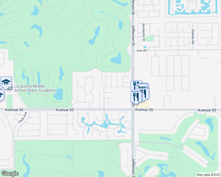 map of restaurants, bars, coffee shops, grocery stores, and more near 79813 Derek Alan Drive in La Quinta