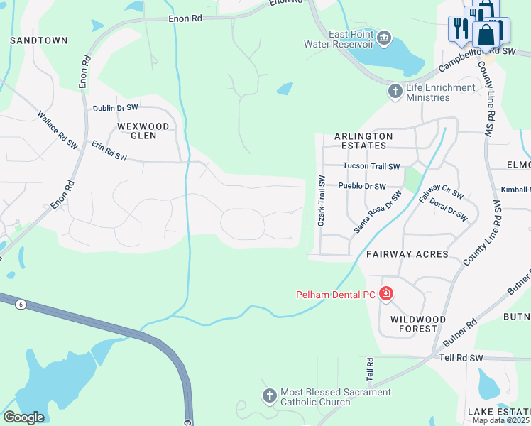 map of restaurants, bars, coffee shops, grocery stores, and more near 365 Freeman Terrace Southwest in Atlanta