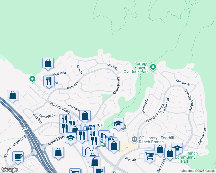 map of restaurants, bars, coffee shops, grocery stores, and more near 6 Tizmin in Lake Forest