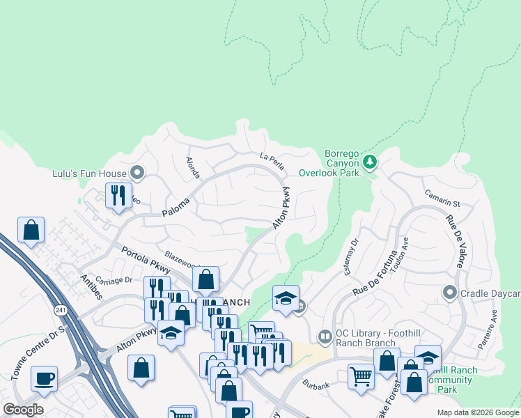 map of restaurants, bars, coffee shops, grocery stores, and more near 6 Tizmin in Lake Forest
