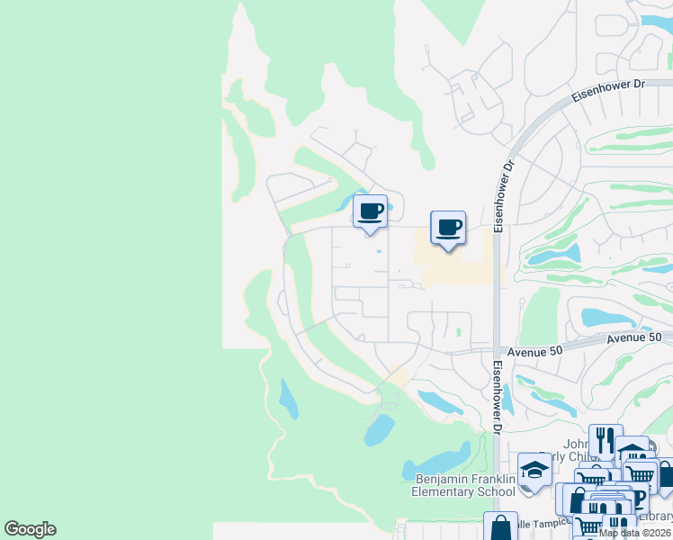 map of restaurants, bars, coffee shops, grocery stores, and more near 76994 Calle Mazatlan in La Quinta
