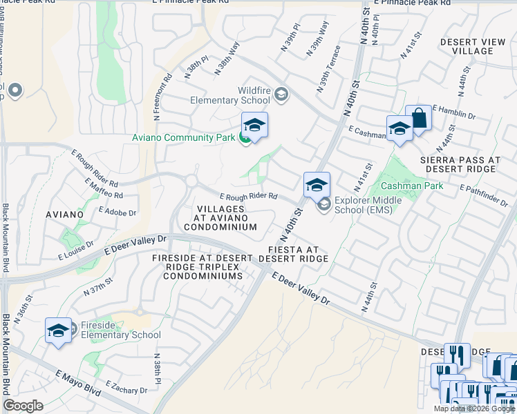 map of restaurants, bars, coffee shops, grocery stores, and more near 3943 East Crest Lane in Phoenix