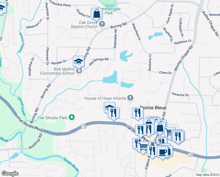map of restaurants, bars, coffee shops, grocery stores, and more near 3000 Cathedral Place in Decatur
