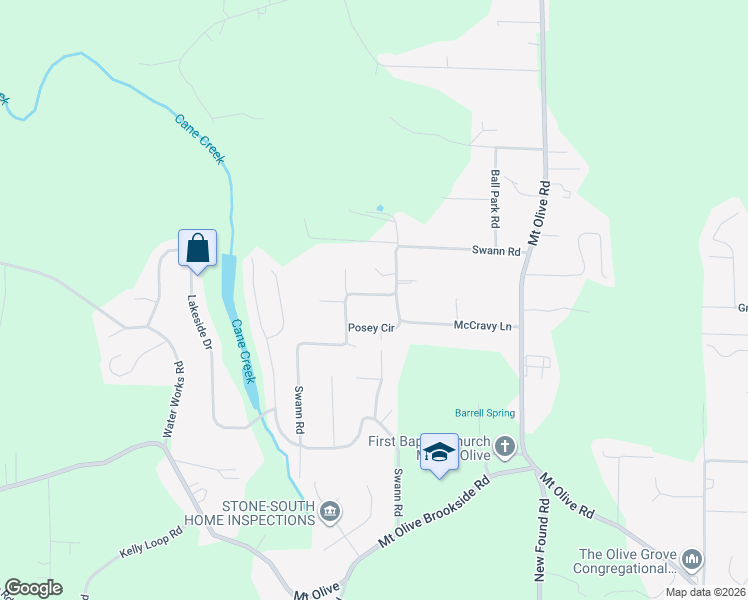 map of restaurants, bars, coffee shops, grocery stores, and more near 6350 Swann Road in Mount Olive