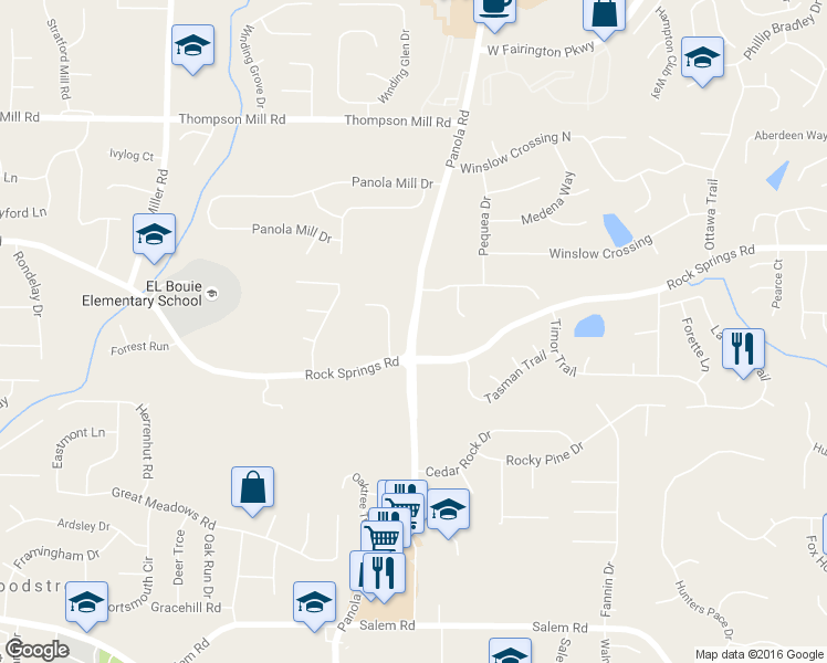 map of restaurants, bars, coffee shops, grocery stores, and more near 3345 Panola Road in Lithonia