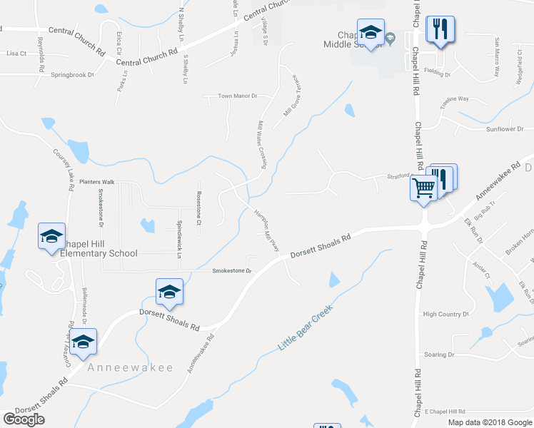 map of restaurants, bars, coffee shops, grocery stores, and more near 4350 Hampton Mill Parkway in Douglasville
