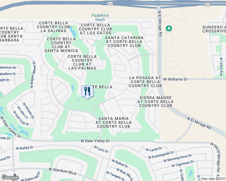 map of restaurants, bars, coffee shops, grocery stores, and more near 13011 West El Sueno Court in Sun City West