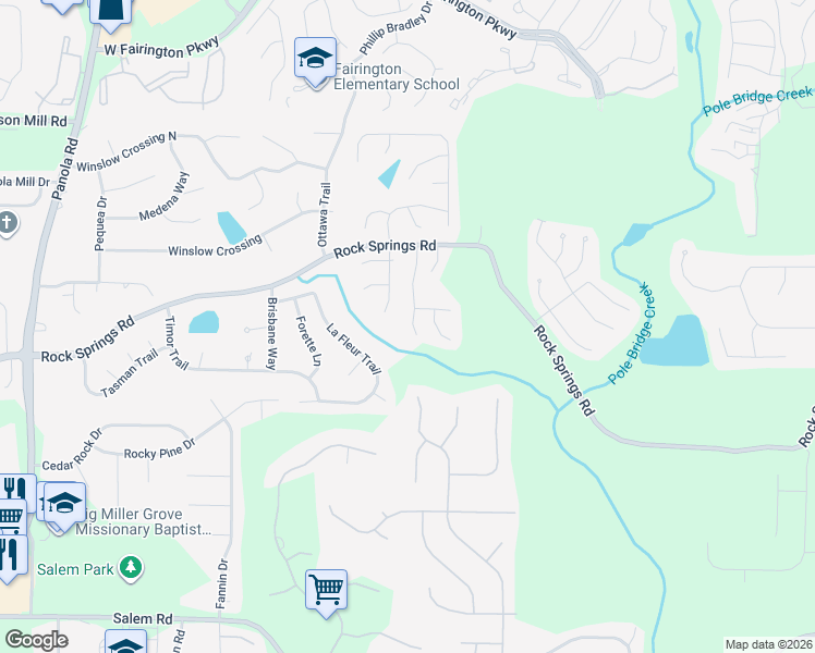 map of restaurants, bars, coffee shops, grocery stores, and more near 3244 Hunters Crossing Point in Stonecrest