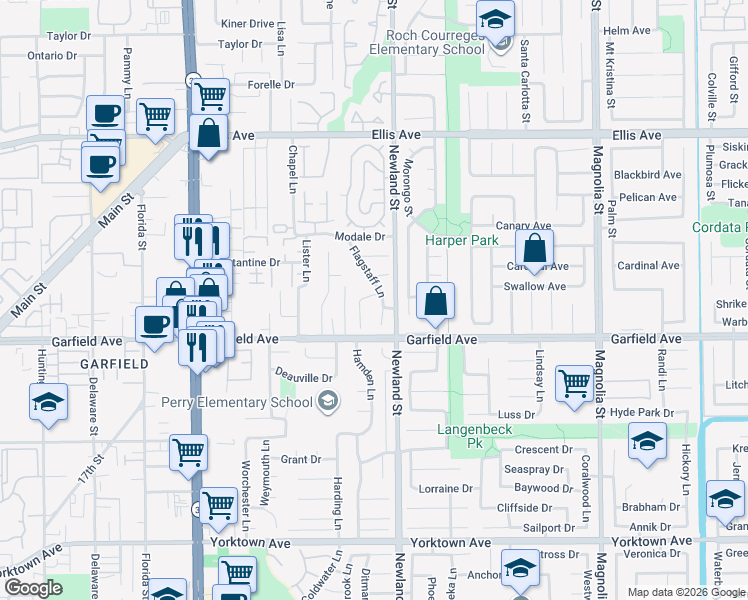 map of restaurants, bars, coffee shops, grocery stores, and more near 8441 Crimson Circle in Huntington Beach