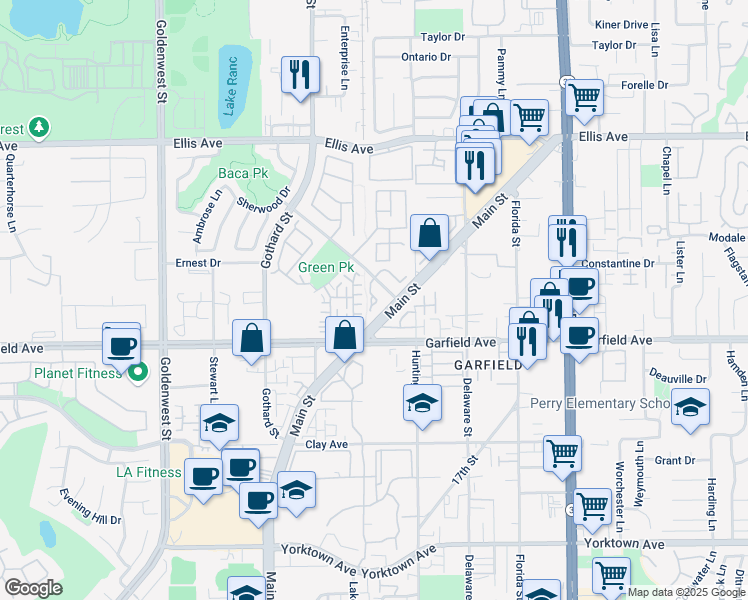 map of restaurants, bars, coffee shops, grocery stores, and more near 7543 Quiet Cove Circle in Huntington Beach