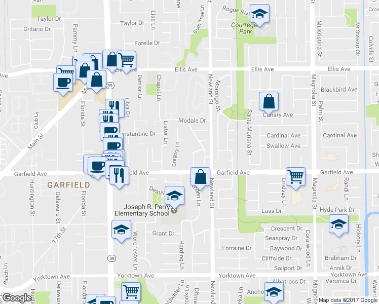 map of restaurants, bars, coffee shops, grocery stores, and more near 18911 Crimson Circle in Huntington Beach