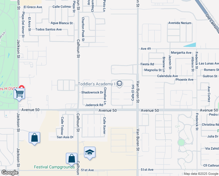 map of restaurants, bars, coffee shops, grocery stores, and more near 49690 Calle Ocaso in Coachella
