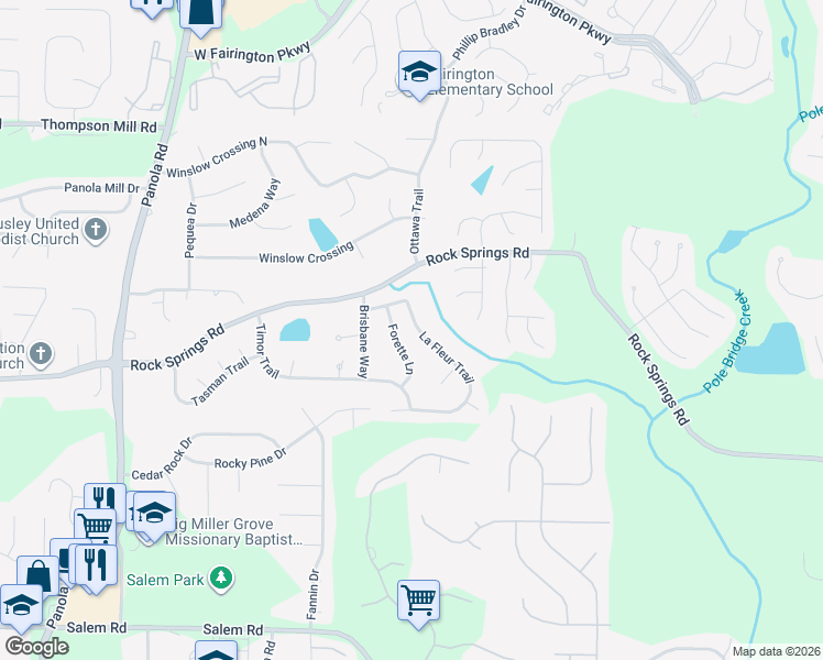 map of restaurants, bars, coffee shops, grocery stores, and more near 3252 Forette Lane in Stonecrest