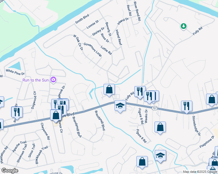 map of restaurants, bars, coffee shops, grocery stores, and more near 614 Geddings Drive in Myrtle Beach