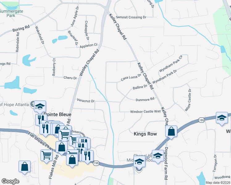 map of restaurants, bars, coffee shops, grocery stores, and more near 4087 Dunmore Road in Decatur