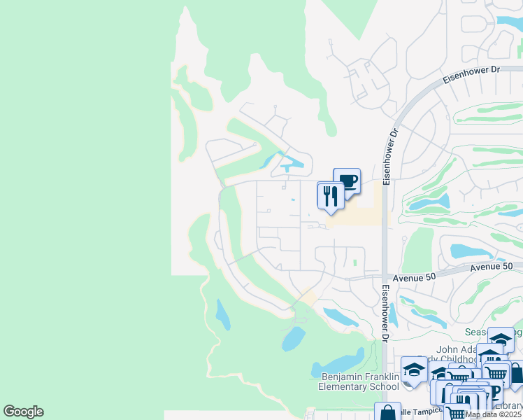 map of restaurants, bars, coffee shops, grocery stores, and more near 76941 Calle Mazatlan in La Quinta