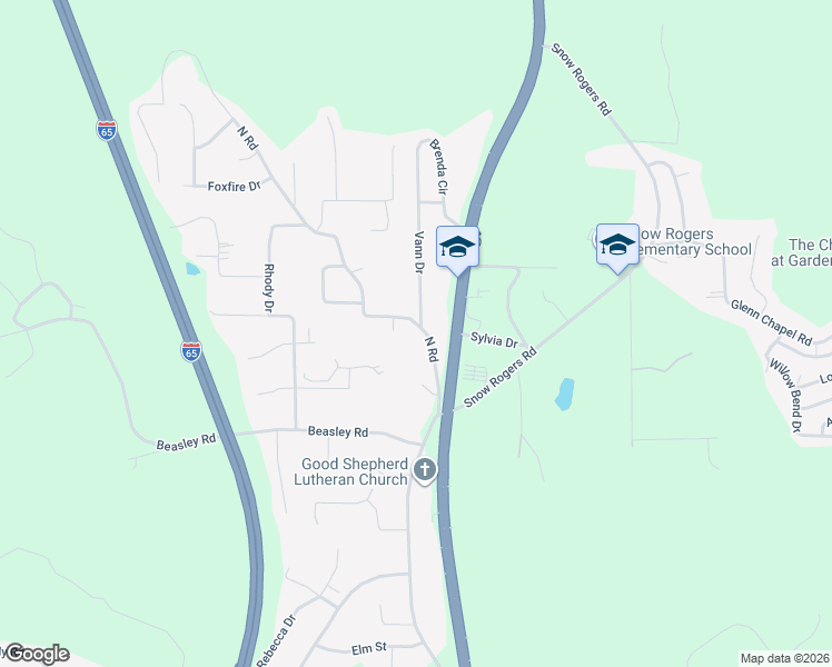 map of restaurants, bars, coffee shops, grocery stores, and more near 2550 North Road in Gardendale