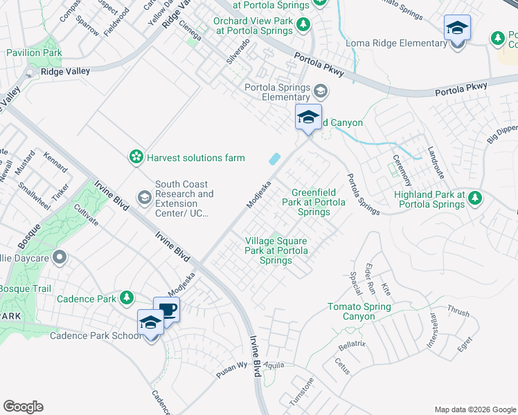 map of restaurants, bars, coffee shops, grocery stores, and more near 161 Excursion in Irvine