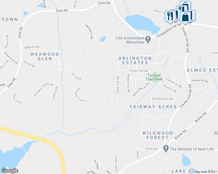 map of restaurants, bars, coffee shops, grocery stores, and more near 315 Freeman Terrace Southwest in Atlanta