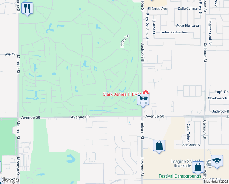 map of restaurants, bars, coffee shops, grocery stores, and more near 49652 Wayne Street in Indio