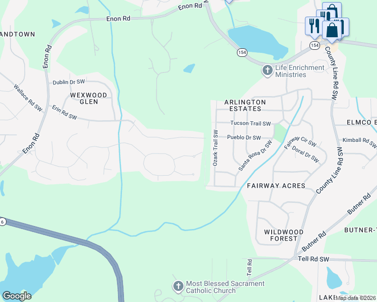 map of restaurants, bars, coffee shops, grocery stores, and more near 335 Freeman Terrace Southwest in Atlanta