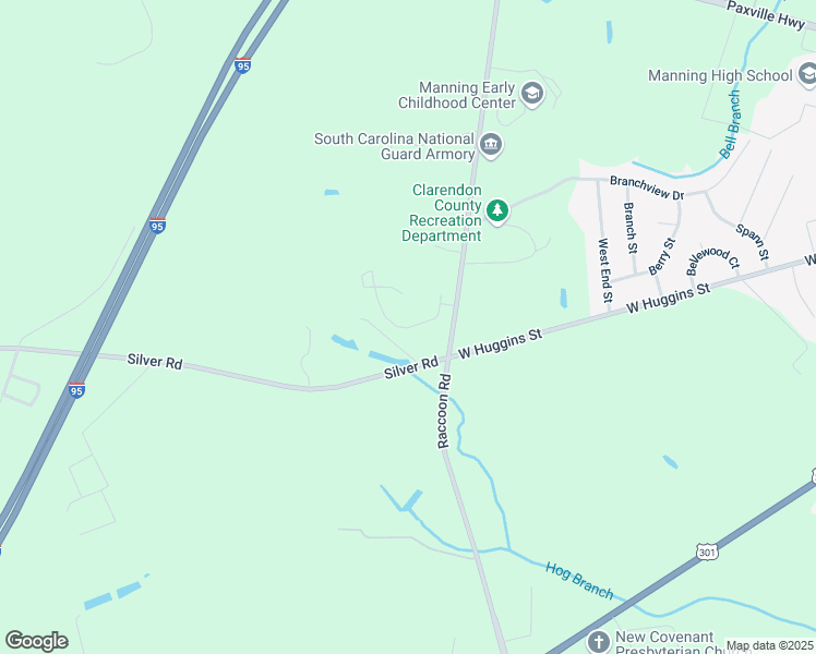 map of restaurants, bars, coffee shops, grocery stores, and more near Jessamine Way in Manning