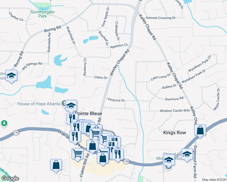 map of restaurants, bars, coffee shops, grocery stores, and more near 3392 Wesley Chapel Road in Decatur