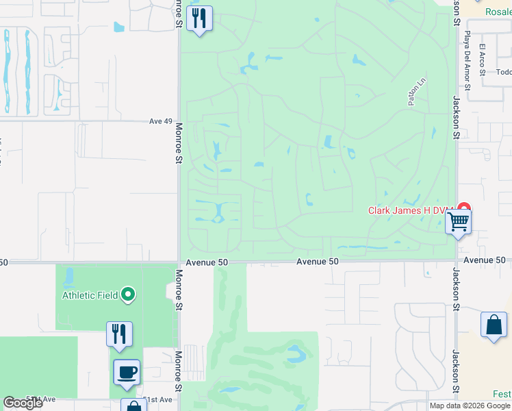 map of restaurants, bars, coffee shops, grocery stores, and more near 82373 David Court in Indio