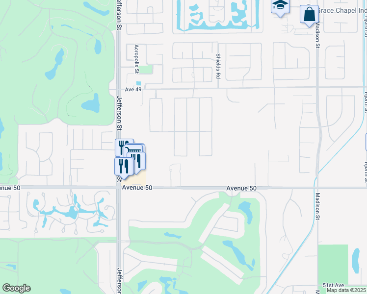 map of restaurants, bars, coffee shops, grocery stores, and more near 49597 Jordan Street in Indio