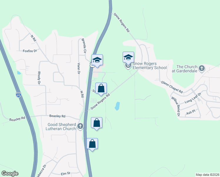 map of restaurants, bars, coffee shops, grocery stores, and more near 2604 Snow Rogers Road in Gardendale