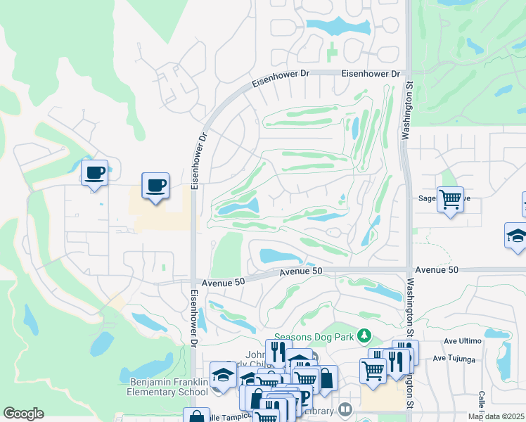 map of restaurants, bars, coffee shops, grocery stores, and more near 49035 Cedros Circle in La Quinta